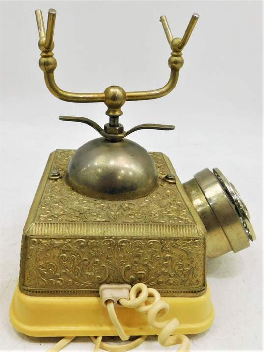 Vintage Brass Tone French Style Rotary Dial Telephone image number 7
