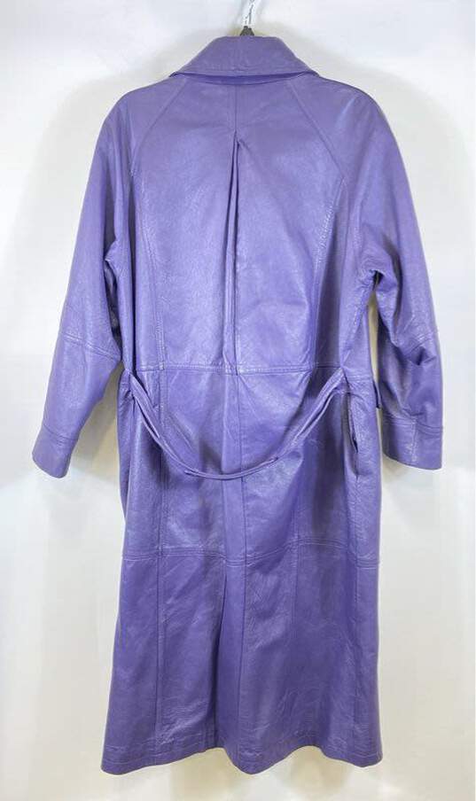 Roaman's Women Purple Leather Trench Coat XL image number 2