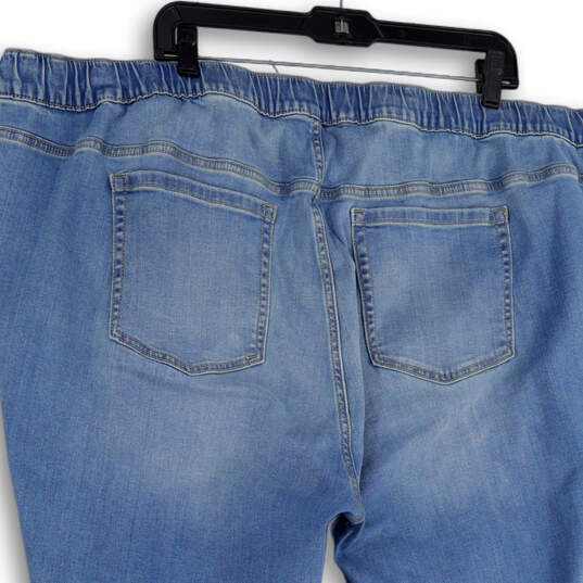 Womens Blue Denim Elastic Waist Drawstring Straight Leg Cropped Jeans Sz 4R image number 4