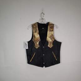 Mens Mid-Length Sleeveless Pockets Button Front Vest Jacket Size 44