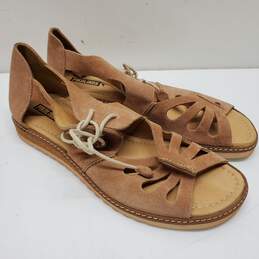 Pikolinos Marazul Brown Leather Cutout Lace Up Sandals Women's 41