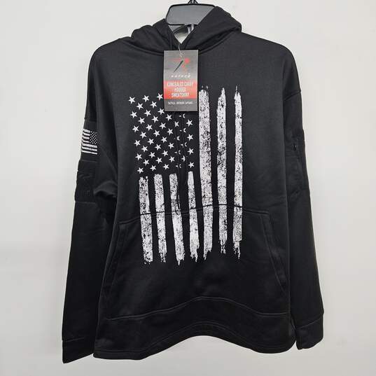 Rothco Black American Flag Concealed Carry Hooded Sweatshirt image number 1