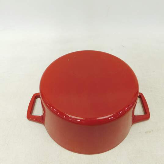 AKS Artisanal Kitchen Supply Red Enamel Cast Iron Dutch Oven Cooking Pot W/ Lid image number 4