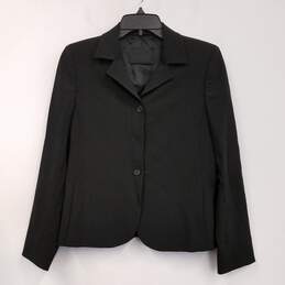 Womens Black Long Sleeve Collared Single Breasted Blazer Jacket Size M