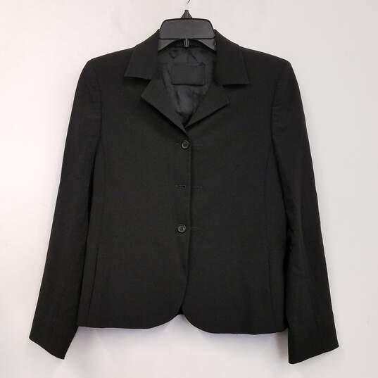 Womens Black Long Sleeve Collared Single Breasted Blazer Jacket Size M image number 1