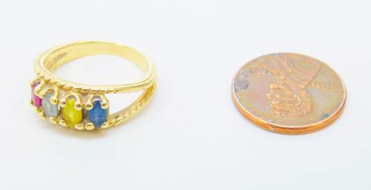 14K Gold Ruby Yellow & Dark Blue Sapphire & Aqua Rope Split Band Ring 4.1g image number 5