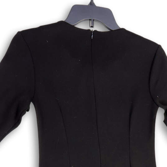 Womens Black Pleated Round Neck Short Sleeve Back Zip Sheath Dress Size 4 image number 4