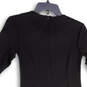 Womens Black Pleated Round Neck Short Sleeve Back Zip Sheath Dress Size 4 image number 4