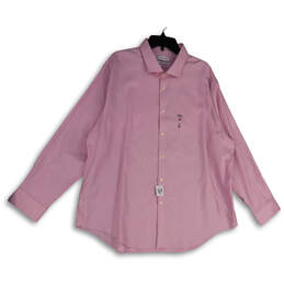 NWT Mens Pink Long Sleeve Spread Collar Slim Fit Button-Up Shirt Size 19