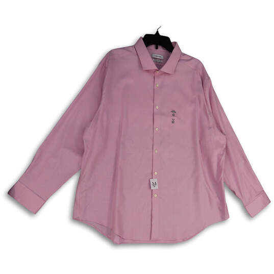 NWT Mens Pink Long Sleeve Spread Collar Slim Fit Button-Up Shirt Size 19 image number 1