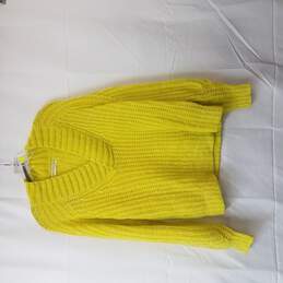 Anthropologie Bright Yellow Wool Blend V Neck Sweater Size Small