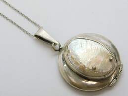 Romantic 925 Sterling Silver Amethyst Beaded & Blister Pearl Locket Pendant Necklace 37.0g alternative image