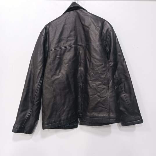 Dockers Men's Soft Long Black Leather Full Zip Jacket Size M image number 2