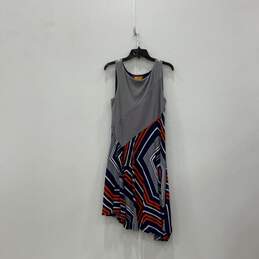 Womens Multicolor Nautical Stripe Sleeveless Round Neck Fit & Flare Dress Size M