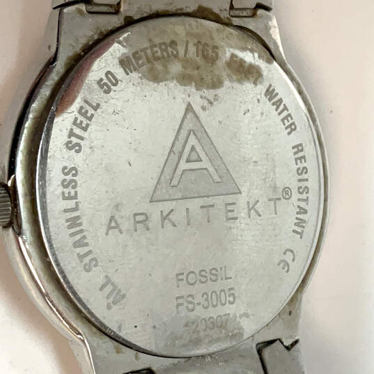 Designer Fossil Arkitekt FS-3005 Silver-Tone Round Dial Analog Wristwatch image number 4