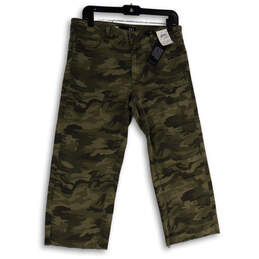 Womens Green Camouflage Stretch Pockets Denim Straight Leg Jeans Size 8