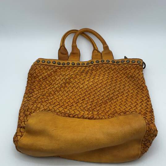Constanza Womens Yellow Leather Rota Top Handle Zipper Tote Handbag image number 1