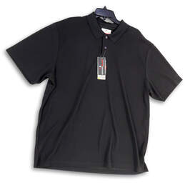NWT Mens Black Short Sleeve Collared Performance Golf Polo Shirt Size 2XL