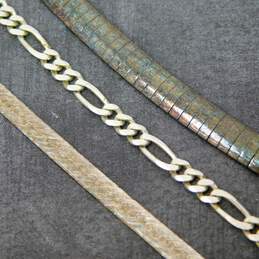 Artisan 925 Figaro Stamped Textured Herringbone & Omega Collar Chain Necklaces