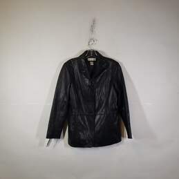 omens Regular Fit Long Sleeve Collared Leather Jacket Size Medium