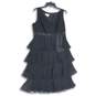 Talbots Womens Black Surplice Neck Sleeveless Tiered A-Line Dress Size 12 image number 1