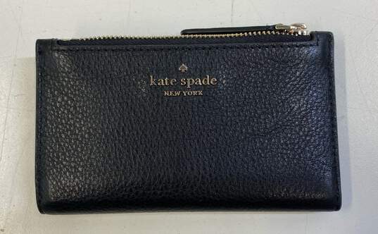 Kate Spade Black Leather Bifold Zip ID Card Organizer Wallet image number 1