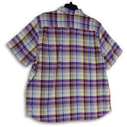 Mens Multicolor Plaid Short Sleeve Point Collar Button-Up Shirt Size XXL alternative image