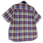 Mens Multicolor Plaid Short Sleeve Point Collar Button-Up Shirt Size XXL image number 2