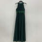 NWT Womens Green Sleeveless Halter Neck Pleated Fit And Flare Dress Size 12 image number 2