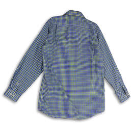 Mens Yellow Blue Plaid Long Sleeve Collared Button-Up Shirt Size Medium alternative image