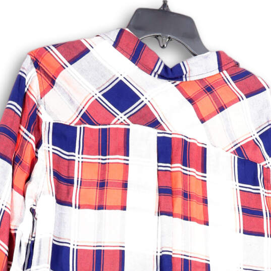 NWT Womens Multicolor Plaid Long Sleeve Spread Collar Button-Up Shirt Sz M image number 1