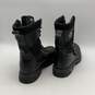 Mens 94124 Black Leather Lace Up Round Toe Mid-Calf Biker Boots Size 11 image number 2