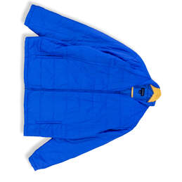 Mens Blue Long Sleeve Pockets Collared Full Zip Puffer Jacket Size XL