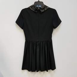 Womens Black Short Sleeve Collared Back Zip Short Fit & Flare Dress Size 6 alternative image