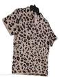 NWT Womens Beige Leopard Short Sleeve Mock Neck T-Shirt Size Small image number 2