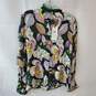 Size 4 Long Sleeve Green Blouse with White/Purple/Blue/Yellow Floral Pattern - Tags Attached image number 2