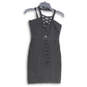 Womens Black Side Zip Open Crisscross Front Bustier Bodycon Dress Size S image number 1