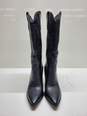 ISNOM Black Faux Leather Cowboy Boots Women's Size 8 image number 1