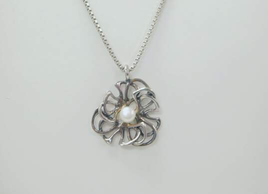 Joy & Artisan 925 Pearl Flower Pendant Box Chain & Aqua Ball Beaded Necklaces 116.5g image number 3