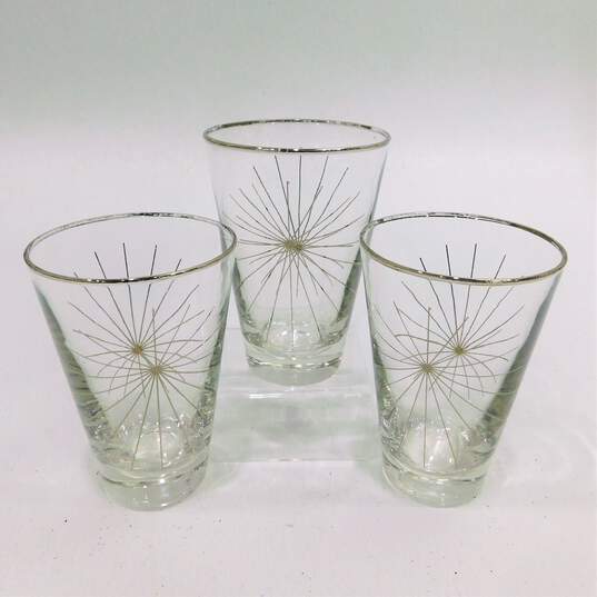 Vintage MCM Libbey Granada Atomic Starburst Barware Drinking Glasses Set of 3 image number 2
