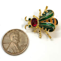 Designer Joan Rivers Gold-Tone Beautiful Crystal Enamel Bee Bug Brooch Pin alternative image