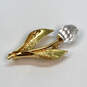 Designer Swarovski Gold-Tone Clear Crystal Tulip Flower Brooch Pin image number 4