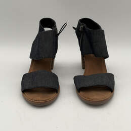 Womens Majorca Cutout Blue Side Zip Block Heel Ankle Strap Sandal Size 8.5