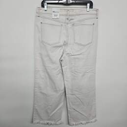 White Denim Wide Leg High Rise Fringe Jeans