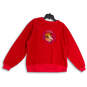 Womens Red Crew Neck Long Sleeve Stretch Pullover Sweatshirt Size S image number 1