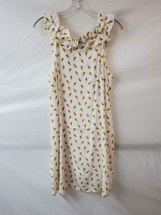 Anthropologie Larke White Pineapple Dress Size LP Petite image number 1