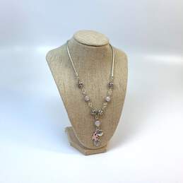 Designer Brighton Silver-Tone Breast Cancer Pink Ribbon Charm Necklace