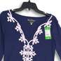 NWT Lilly Pulitzer Womens Blue Split Neck Long Sleeve Shift Dress Size XS image number 3