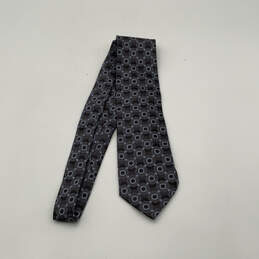 Mens Blue Gray Silk Four In Hand Adjustable Fashionable Pointed Necktie