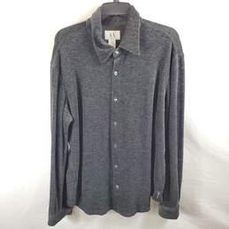 Armani Exchange Men Grey Velvet Button Up Shirt XL